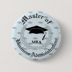 Silver Laurel Wreath MBA Graduation 2 Inch Round Button