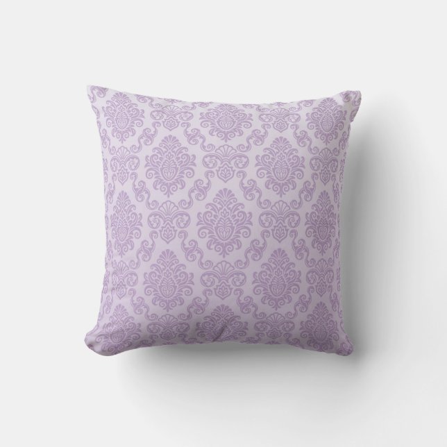 silver,lavender,chic,damasks,floral,lace,pattern,v throw pillow (Front)