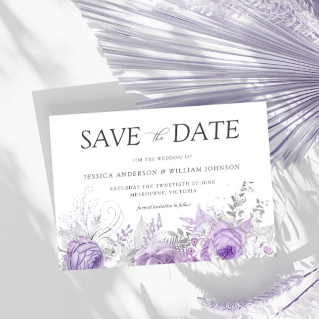 Silver & Lavender Enchanted Floral Wedding  Save The Date (Creator Uploaded)