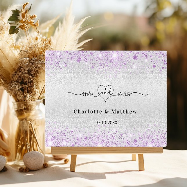 Silver lavender names wedding guest book (Creator Uploaded)