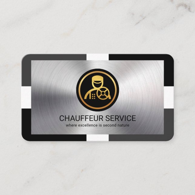 Silver Layer On Stylish Frame Driving Business Card (Front)