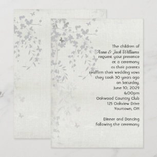 Silver Leaf and Butterfly Invitation