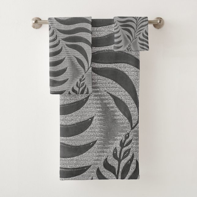 Silver Leaf Motif Bath Towel Set (Insitu)