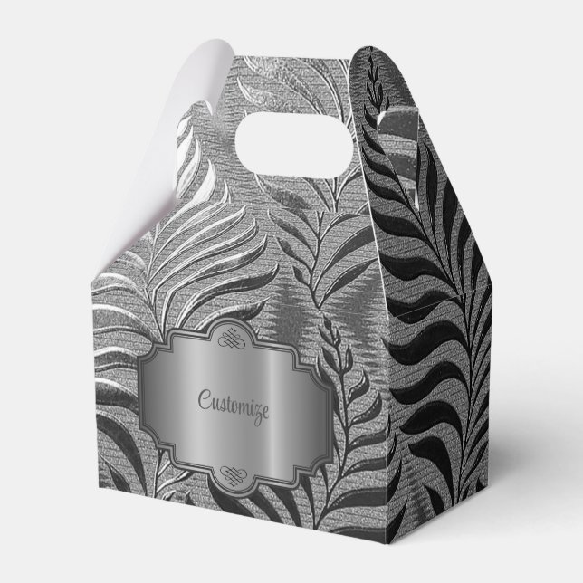 Silver Leaf Motif Gable Favor Box (Front Side)