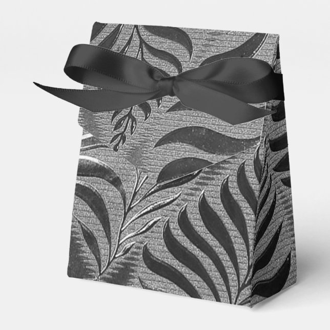  Silver Leaf Motif Tent Favor Box (Front Side)