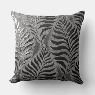 Silver Leaf Motif Throw Pillow