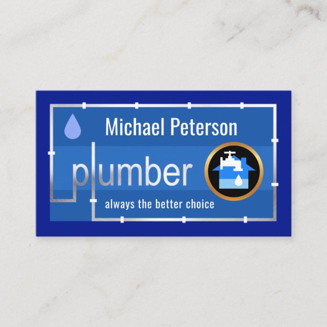 Silver Leaking Water Pipes Plumber Business Card (Front)