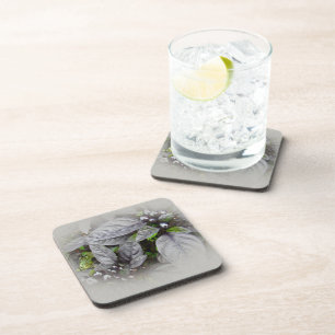 Silver Leaves and Berries Coaster