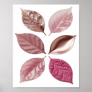 Silver LEAVES OF DIFFERENT SHADES AND TEXTURES Poster