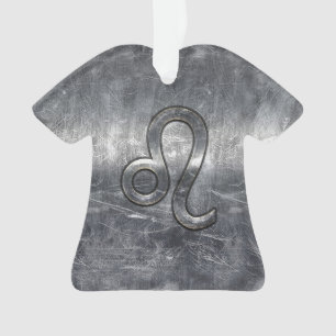 Silver Leo Zodiac Sign in Grunge Distressed Style Ornament