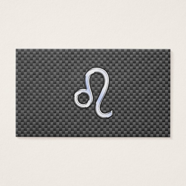 Silver Leo Zodiac Symbol on Carbon Fibre Print (Front)