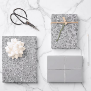 Silver Leopard Grey Meow Kitty Cat  Wrapping Paper Sheet