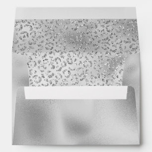 Silver Leopard Print Luxe Glitter Envelope
