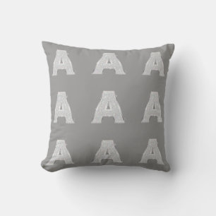 Silver Letter A Throw Pillow