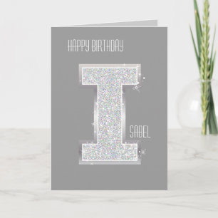 Silver Letter I Card