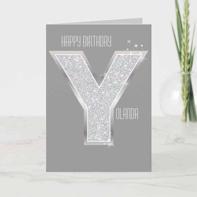Silver Letter Y Card (Front)
