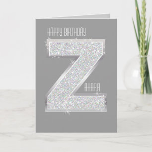Silver Letter Z Card
