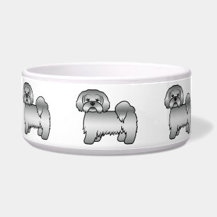Silver Lhasa Apso Cute Cartoon Dog Illustration