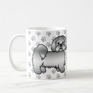 Silver Lhasa Apso Cute Cartoon Dog Illustration Coffee Mug