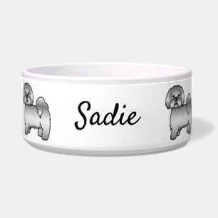 Silver Lhasa Apso Cute Cartoon Dog & Name