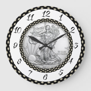 SILVER LIBERTY COIN LARGE CLOCK