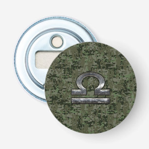Silver Libra Zodiac Green Digital Camo Bottle Opener