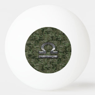 Silver Libra Zodiac Green Digital Camo Ping Pong Ball
