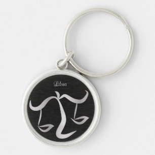 Silver Libra Zodiac Sign Keychain