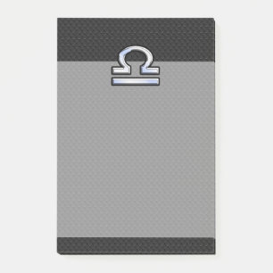 Silver Libra Zodiac Sign on black snake skin style Post-it Notes