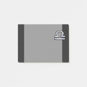 Silver Libra Zodiac Sign on black snake skin style Post-it Notes