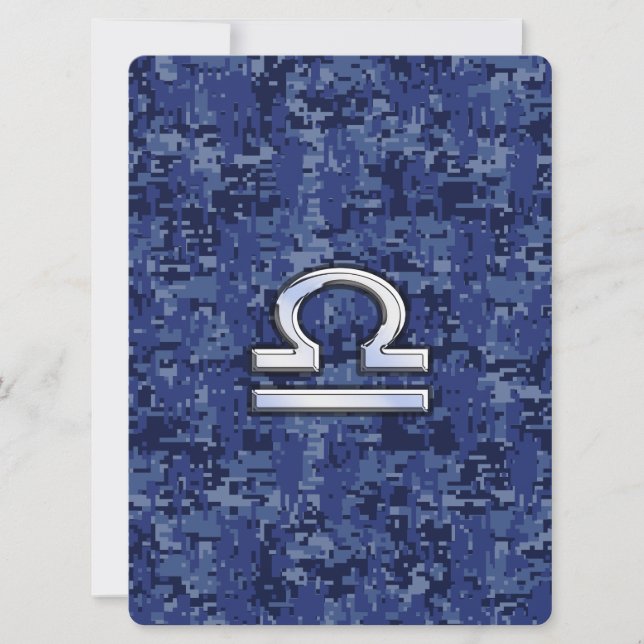 Silver Libra Zodiac Sign on blue digital camo (Front)