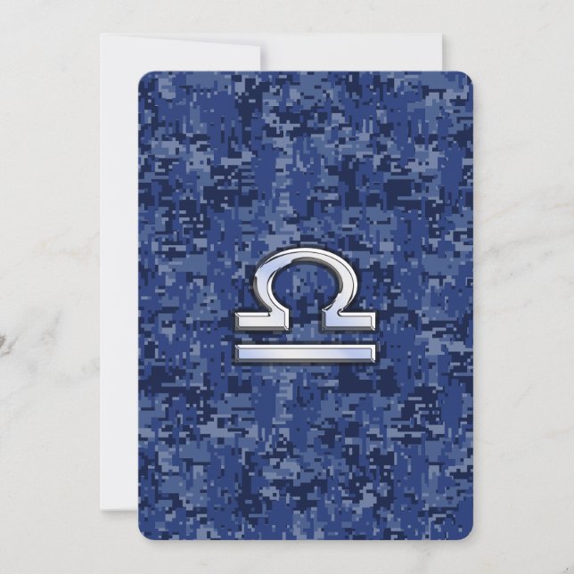 Silver Libra Zodiac Sign on blue digital camo (Front)