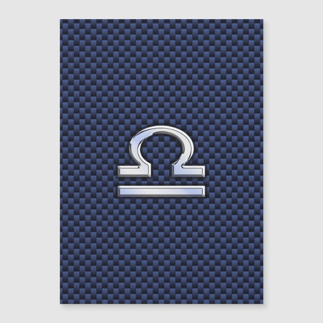 Silver Libra Zodiac Symbol Navy Blue Carbon Fibre (Front)