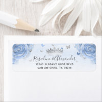 Silver Light Bébé Bleu Roses Couronne Adresse de r