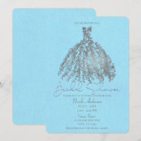 Silver & Light Blue Botanical Dress Bridal Shower
