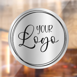 Silver Light Grey Gradient Circle Business Logo Window Cling