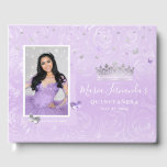 Silver Light Purple Rose Elegant Photo Quinceanera Guest Book<br><div class="desc">With options both in silver and gold, create your own personalized elegant quinceanera guest books with an easy DIY template in beautiful hues of light purple. These pretty custom template guest books can fit your plans for a for a lavender themed sweet 16, Mexican 15th birthday party, once upon a...</div>