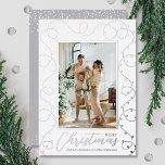 Silver Light Strand Photo Christmas Foil Holiday Card<br><div class="desc">Glamourous strands of Christmas lights in silver foil highlight your favourite photo on these holiday greeting cards. Merry Christmas and your names on the bottom in chic silver,  gold or rose gold real foil. Select High Definition for best photo quality.</div>