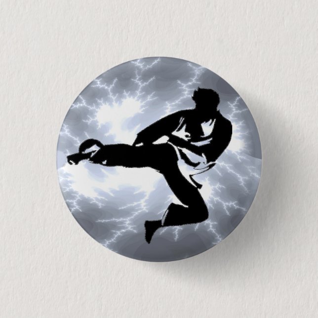 Silver LIghtning Man pinback button (Front)