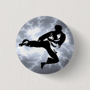 Silver LIghtning Man pinback button