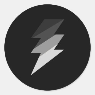 Silver Lightning Thunder Bolt Classic Round Sticker