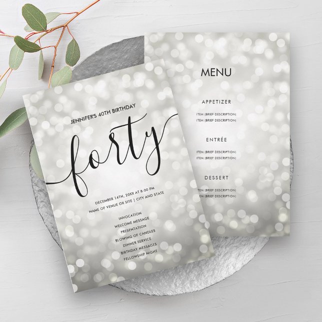 Silver Lights 40th Birthday Menu Program (Silver Lights 40th Birthday Menu Program)