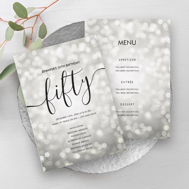 Silver Lights 50th Birthday Menu Program (Silver Lights 50th Birthday Menu Program)