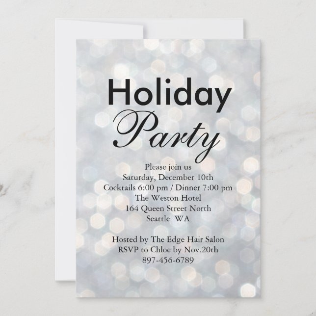 Silver Lights Holiday Invitation d'entreprise (Devant)