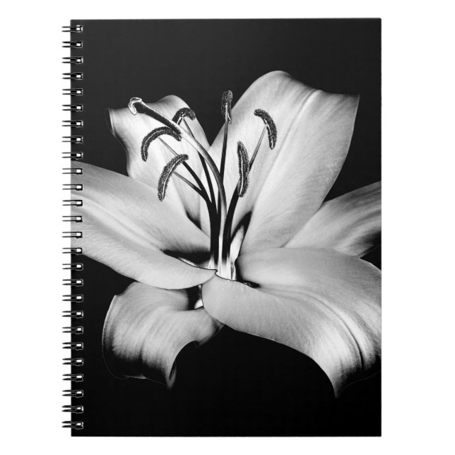 Silver Lily: Monochrome Floral Elegance. Notebook (Front)