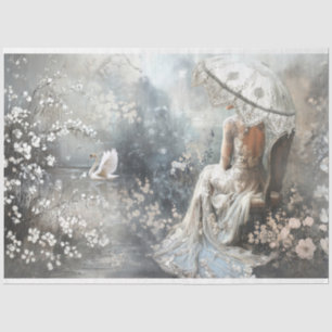 Silver Lining, Parisian Fantasy Portrait & Swan Tissue Paper