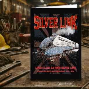 Silver Link LNER Class A4 2509 Locomotive UK flag Thank You Card