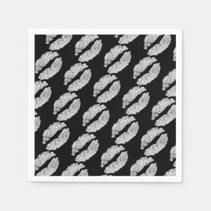 Silver Lips Kiss Beauty Makeup Birthday Party Napkin