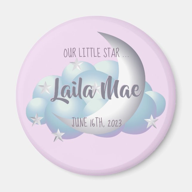 "Silver" Little Moon and Stars Magnet (Front)