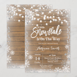 Silver little snowflake is on the way baby shower invitation